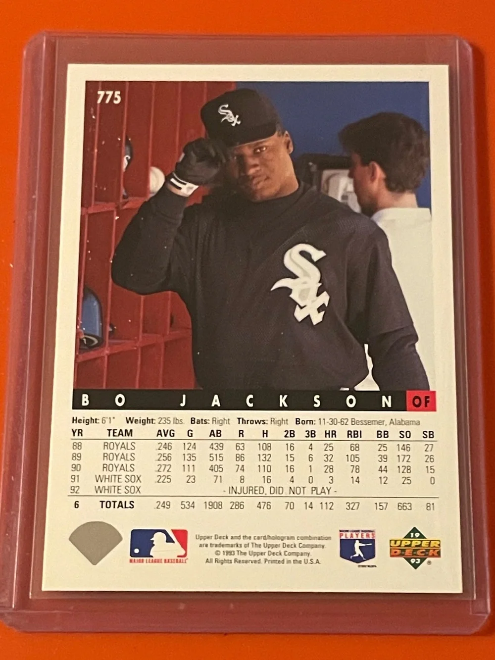 Bo Jackson #775 1993 Upper Deck Baseball Trading Card